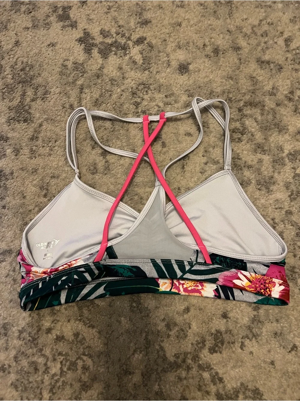 Old Navy Tropical Floral Strappy Bralette in Green & Pink